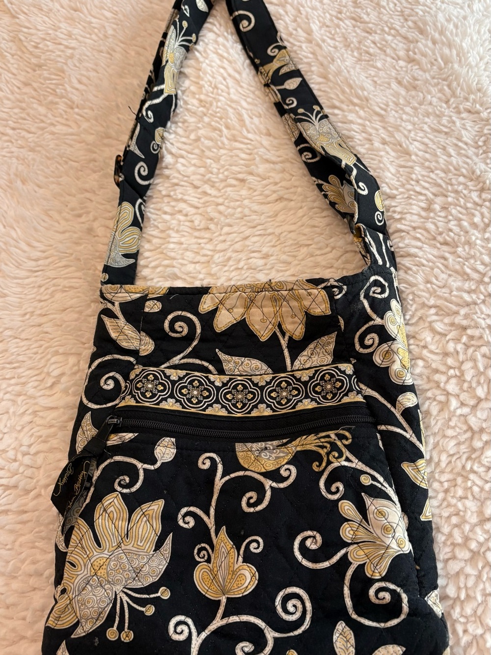 Vera Bradley Yellow Bird Retired Crossbody Hipster Bag Quilted Floral